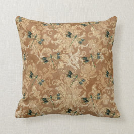  bruine Damask Floral Green Dragonflies Kussen