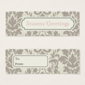Bruine Damask Gift Labels, profielkaarten Mini Visitekaartjes (Voorkant /achterkant)