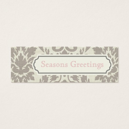 Bruine Damask Gift Labels, profielkaarten Mini Visitekaartjes (Voorkant)