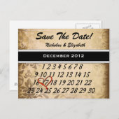 Bruine Damask Save the Date Aankondigingskaart (Voorkant / Achterkant)