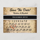 Bruine Damask Save the Date Aankondigingskaart (Voorkant)