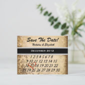 Bruine Damask Save the Date Aankondigingskaart (Staand voorkant)