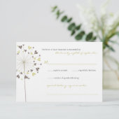 Bruine Dandelion Flowers Love Wedding RSVP Kaart (Staand voorkant)