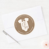 Bruine Das Baby Shower Ronde Sticker (Envelop)