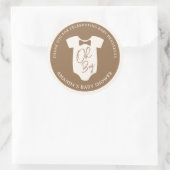 Bruine Das Baby Shower Ronde Sticker (Tas)