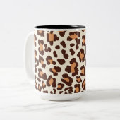 Bruine de Druk van de luipaard, Tan, Room Tweekleurige Koffiemok (Voorkant links)