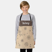 Bruine decoratieve sneeuwvlokken schort (Gedragen)