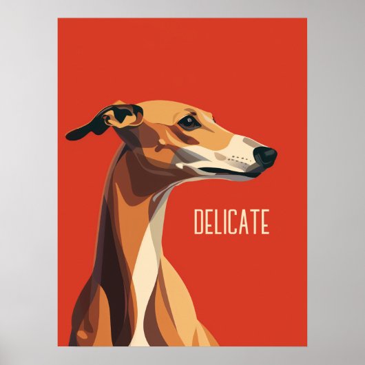 Bruine delicate windhond poster (Voorkant)