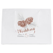 Bruine dennenaaltje voor bruiloft grote cadeastaar groot cadeauzakje (Voorkant)