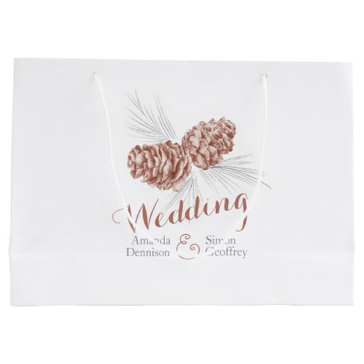Bruine dennenaaltje voor bruiloft grote cadeastaar groot cadeauzakje (Achterkant)