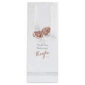 Bruine dennenaaltje voor bruiloft wijn cadeautas (Voorkant)