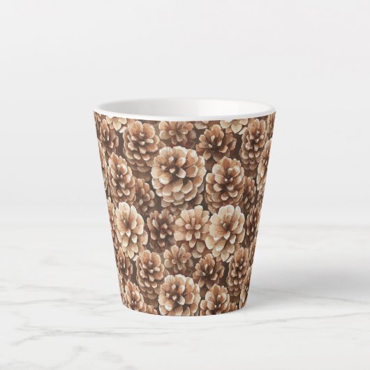 Bruine dennenappels   latte mok (Voorkant)