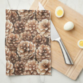 Bruine dennenappels natuur theedoek (Quarter Fold)