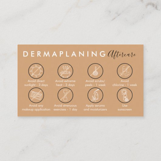 Bruine Dermaplaning Nazorg Post Instructies Visitekaartje (Achterkant)