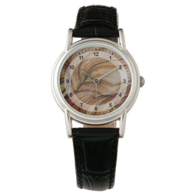 Bruine Deschutes-jaspis Horloge (Voorkant)