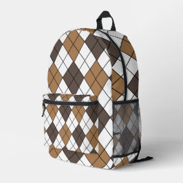 Bruine Diamant Argyle Bedrukte Rugzak