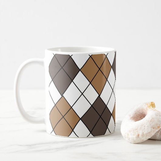 Bruine Diamant Argyle Koffiemok (Met donut)