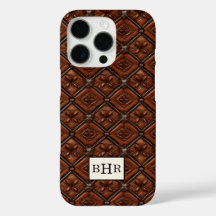 Bruine diamant lederen monogram