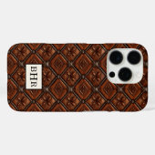 Bruine diamant lederen monogram Case-Mate iPhone case (Achterkant (horizontaal))