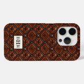 Bruine diamant lederen monogram Case-Mate iPhone case (Achterkant (horizontaal))