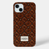 Bruine diamant lederen monogram Case-Mate iPhone case (Achterkant)