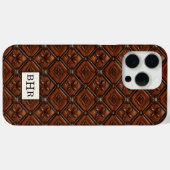 Bruine diamant lederen monogram Case-Mate iPhone case (Achterkant (horizontaal))