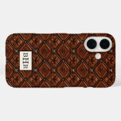 Bruine diamant lederen monogram Case-Mate iPhone case (Achterkant (horizontaal))