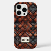 Bruine diamant lederen monogram Case-Mate iPhone case (Achterkant)