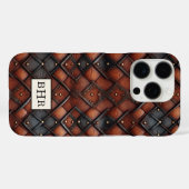 Bruine diamant lederen monogram Case-Mate iPhone case (Achterkant (horizontaal))