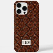 Bruine diamant lederen monogram Case-Mate iPhone case (Achterkant)