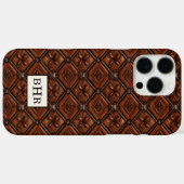 Bruine diamant lederen monogram Case-Mate iPhone case (Achterkant (horizontaal))