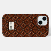 Bruine diamant lederen monogram Case-Mate iPhone case (Achterkant (horizontaal))