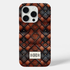 Bruine diamant lederen monogram hoes