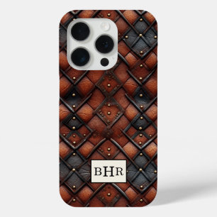 Bruine diamant lederen monogram hoes