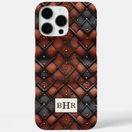 Bruine diamant lederen monogram hoes