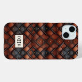 Bruine diamant lederen monogram oud model Case-Mate iPhone case (Achterkant (horizontaal))