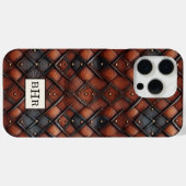 Bruine diamant lederen monogram oud model Case-Mate iPhone case (Achterkant (horizontaal))