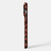 Bruine diamant lederen monogram oud model iPhone hoesje (Linkerkant)