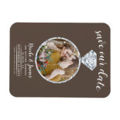 Bruine diamanten ring Bling save the date Magneet (Horizontaal)