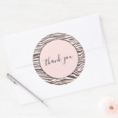 Bruine Dier Print Stripes Dank u Ronde Sticker (Envelop)