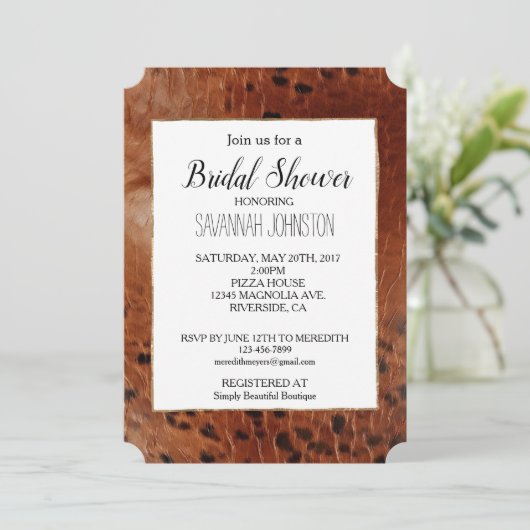 Bruine dierenprint kaart (Staand voorkant)