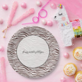 Bruine Dierlijke Zebra Print Strepen Papieren Bordje (Feest)