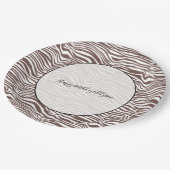 Bruine Dierlijke Zebra Print Strepen Papieren Bordje (Gekanteld)