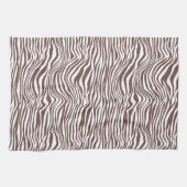 Bruine Dierlijke Zebra Print Strepen Theedoek (Horizontaal)