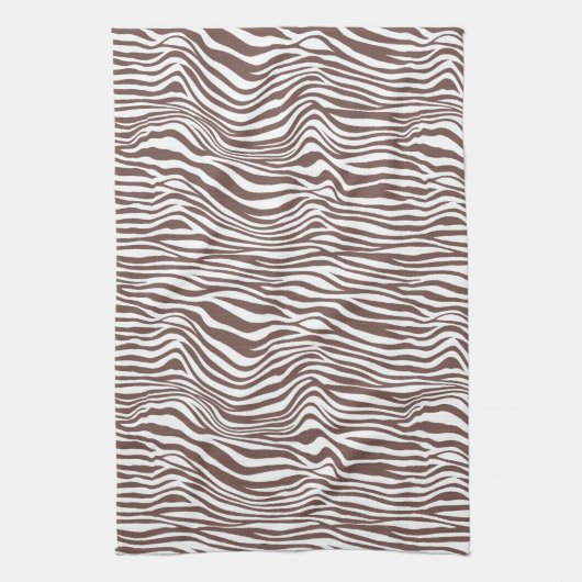 Bruine Dierlijke Zebra Print Strepen Theedoek (Verticaal)