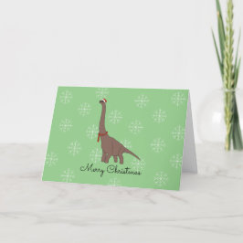 Bruine dinosaurus met Kerstmanhoed Sneeuwvlokken K Feestdagen Kaart