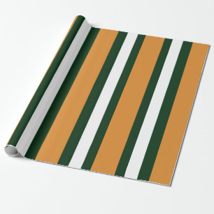 Bruine, donkergroene en witte strepen cadeaupapier