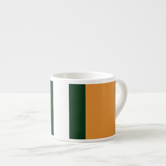 Bruine, donkergroene en witte strepen espresso kop (Voorkant rechts)