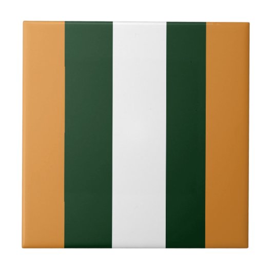 Bruine, donkergroene en witte strepen tegeltje (Voorkant)