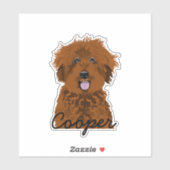 Bruine doodle Dog Aangepaste naam Sticker (Vel)